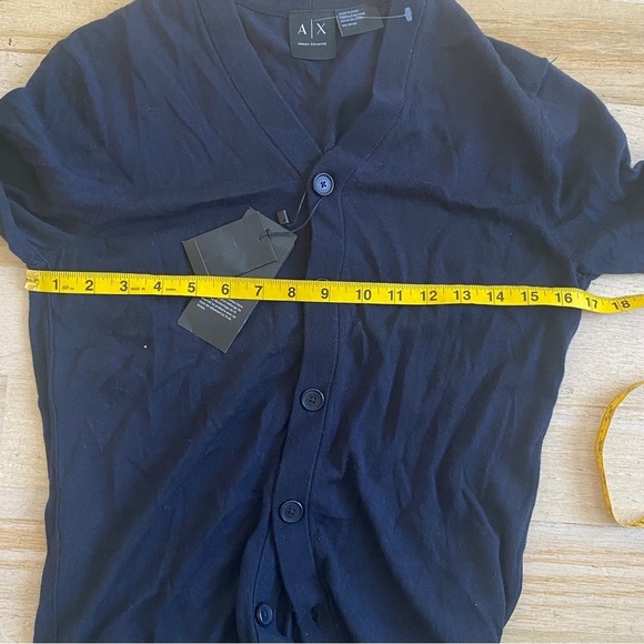 Armani Exchange wool blend button up cardigan in navy blue - Picture 7 of 9